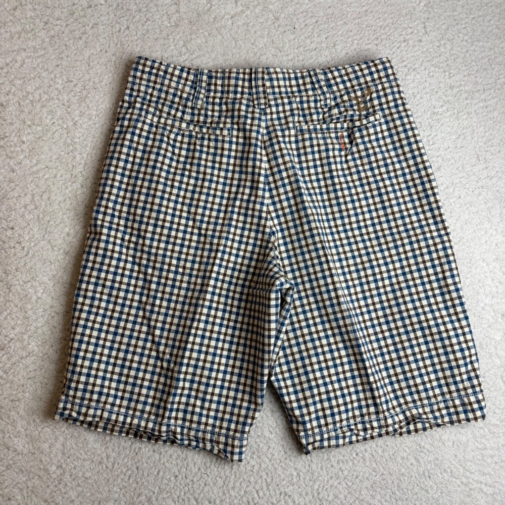 American Eagle Plaid baggy Shorts Mens 34 Blue Brown skater Y2K Longer Length - Picture 3 of 8